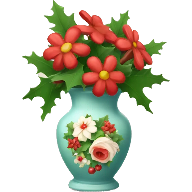 Christmas vase with flowers emoji