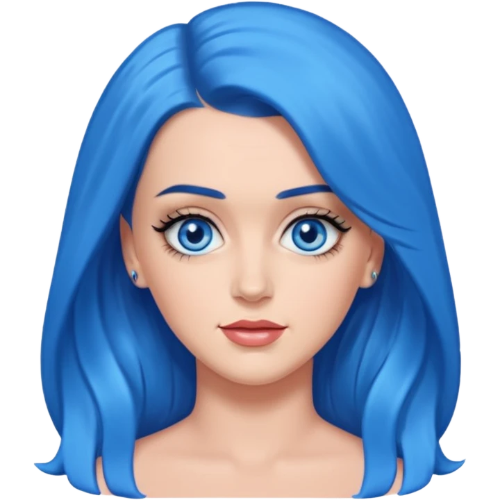 Katy Perry with blue eyes, blue long hair emoji