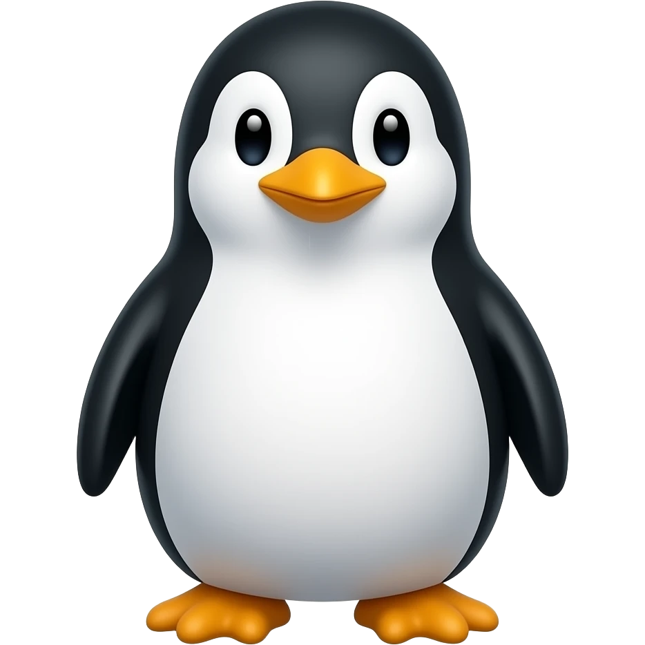 cartoonish penguin standing pose with half body with face close up emoji