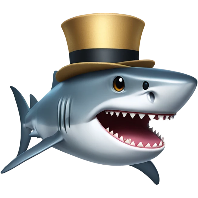Shark with a top hat emoji