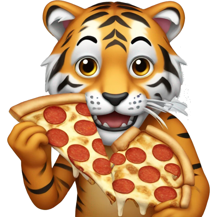 Tiger eating pizza emoji