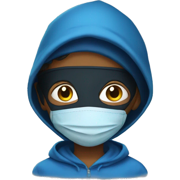 A boy in Blue hoody with mask emoji