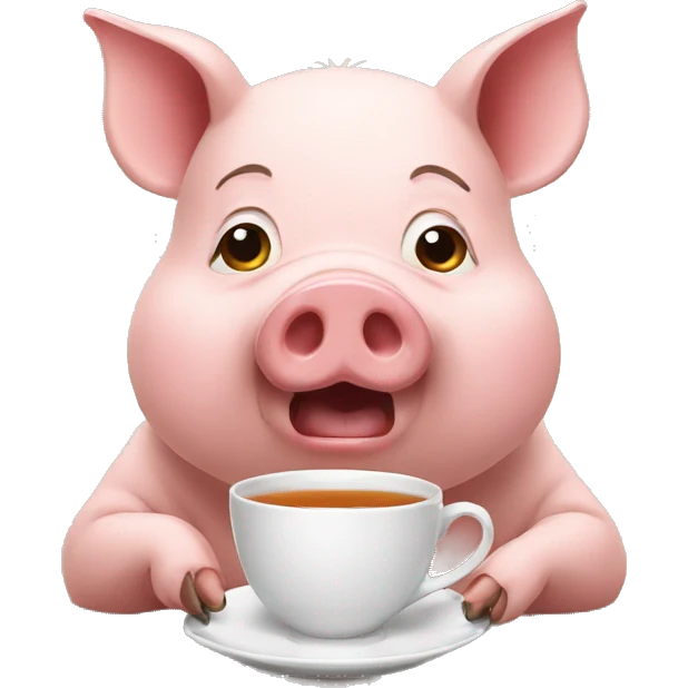 pig drinking tea looking at camera emoji