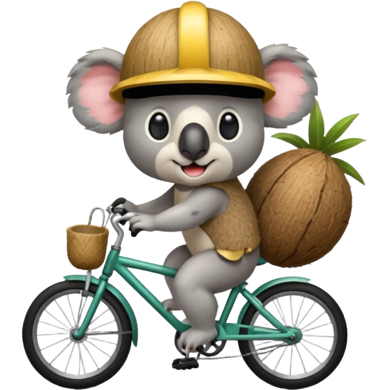 Koala con un casco de coco montando en bici emoji