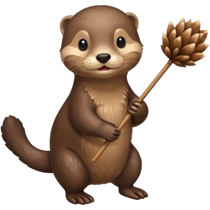 otter going home with a small bundle on a stick emoji