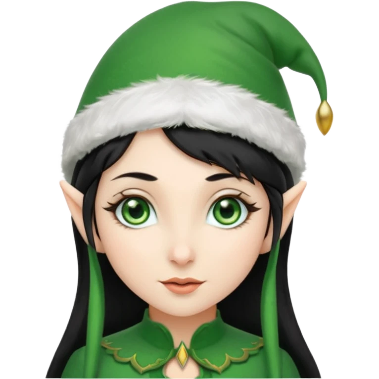 elf girl with elf hat, black hair emoji