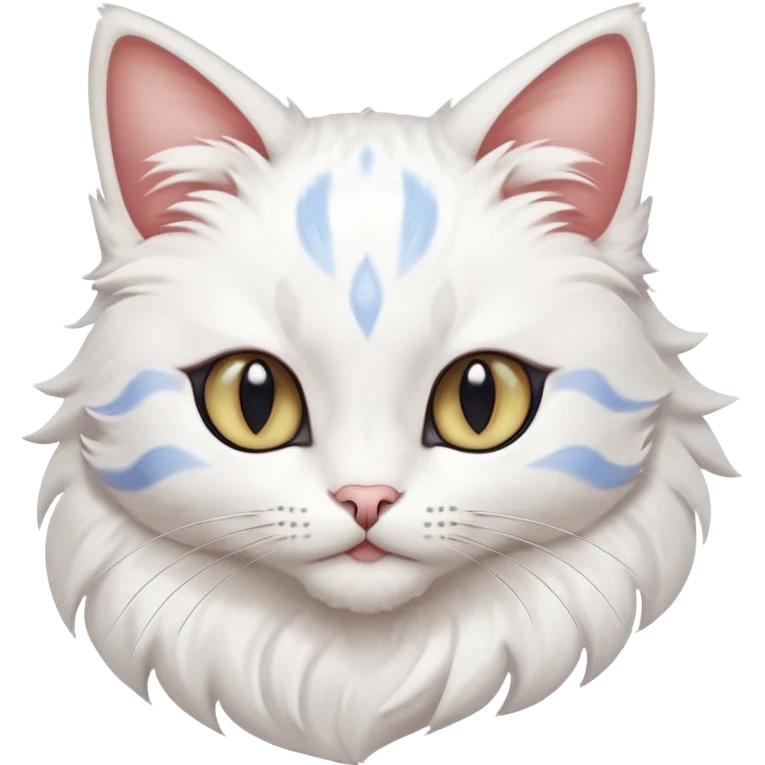White beautiful elegant slim pretty realistic elegant feline-Pokémon-Fakémon-creature with heterochromia emoji