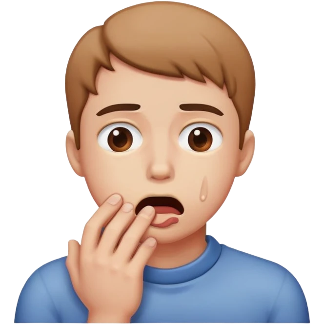 person choking themselves while looking awkward  emoji