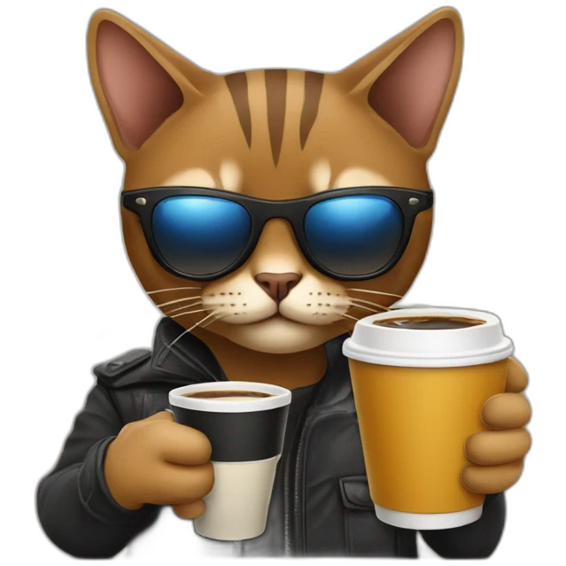 gangster-with-a-Abyssinian cat-gun-and-sunglasses-drinking-coffee emoji