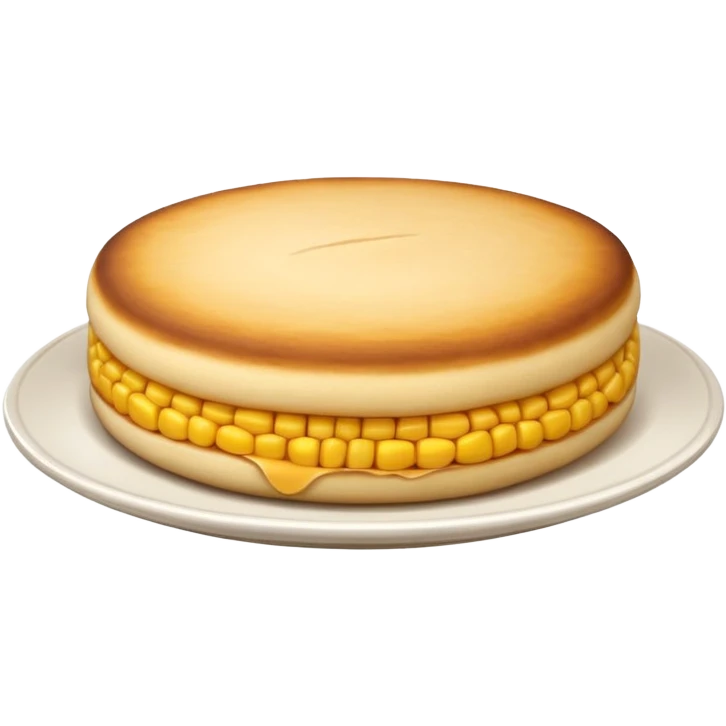 Colombian arepa, round corn cake, golden brown, slightly crispy exterior emoji