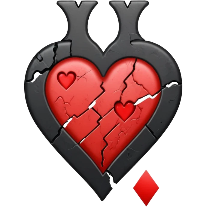 A black ace of hearts playing card with a broken heart emoji