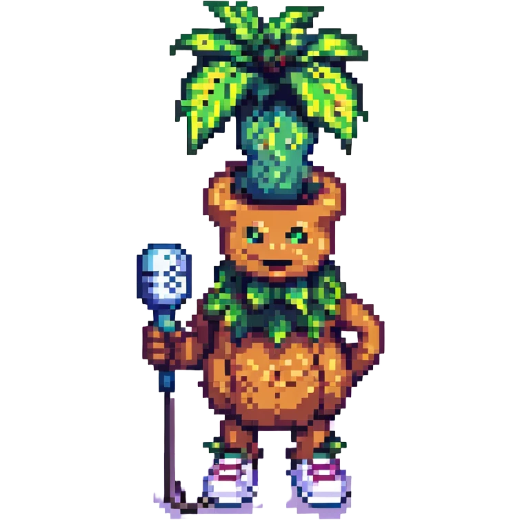 pixel art mandrake funkeiro, holding a microphone, flashy sneakers, energetic vibe, pixelated details emoji