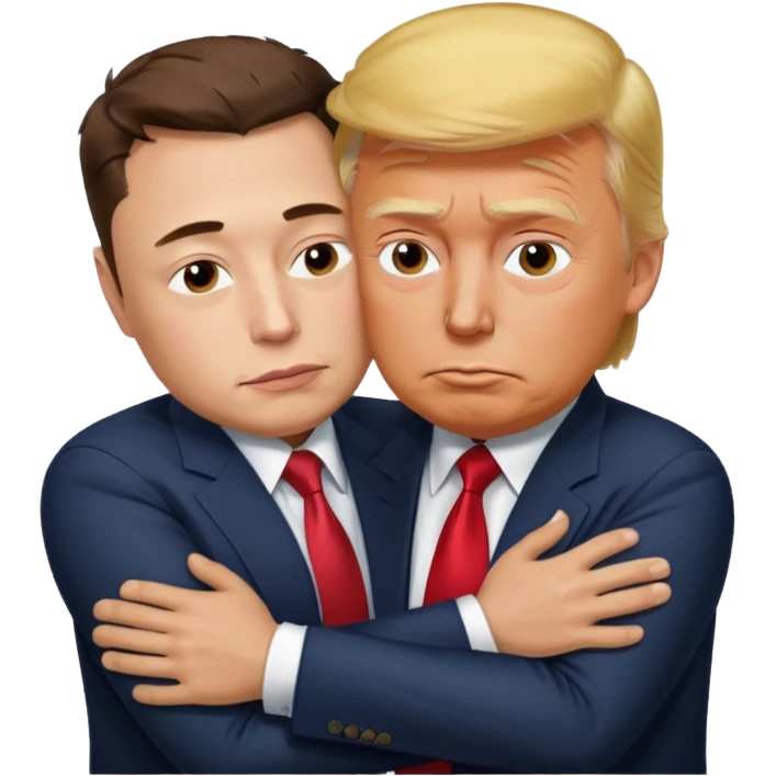 sad realistic elon musk with donald trump hugging him emoji