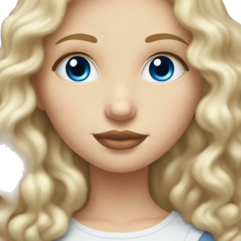 White blonde daughter with blue eyes kissing white mother with curly dark brown hair and brown eyes emoji
