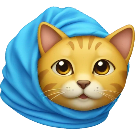 yellow cat with blue shower cap emoji