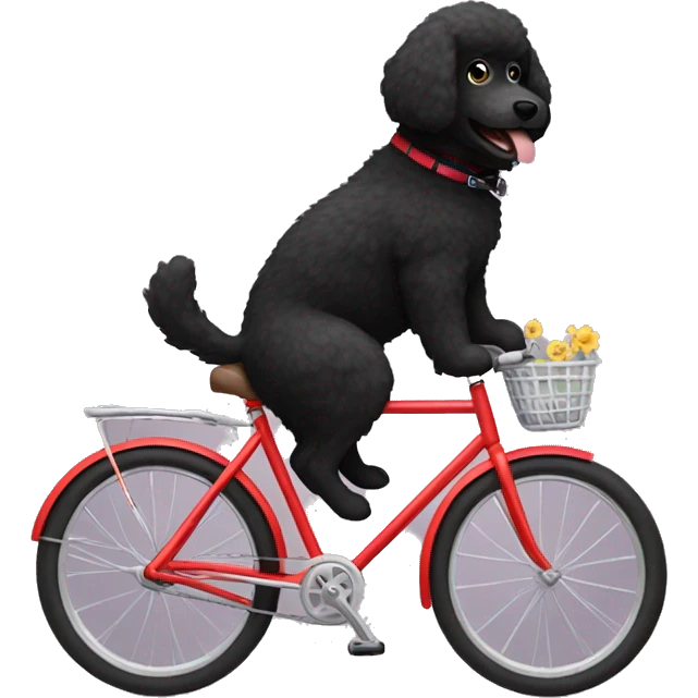 Black fluffy dog riding a bike ￼ emoji