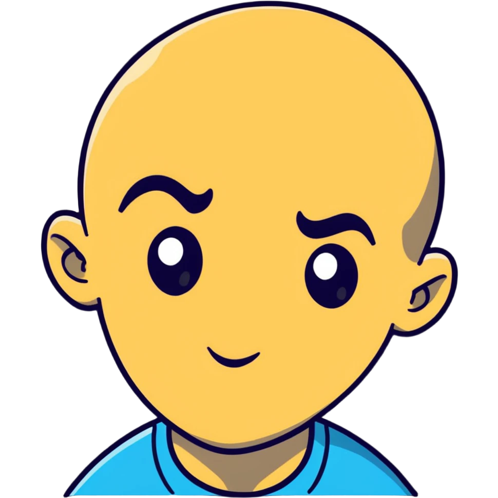 Man with an enormous forehead, comically large forehead, funny character emoji