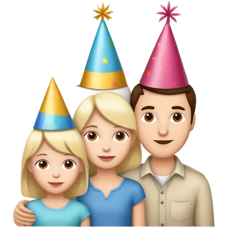 family of 4 with the guy on the right wearing a party hat emoji