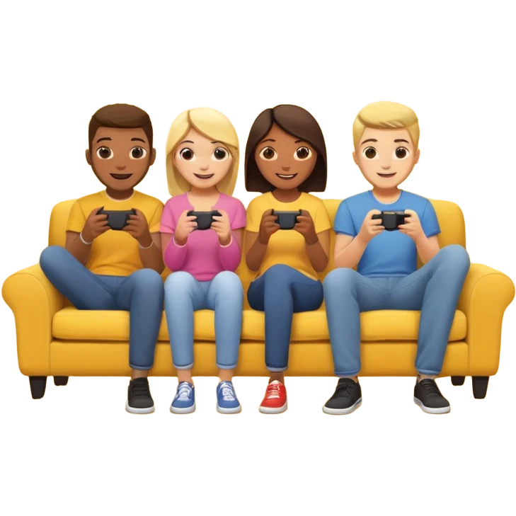 group of friends on couch playing a game couch should be deep yellow color emoji