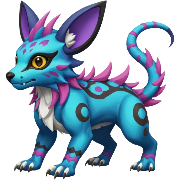 Rare realistic exotic cute epic pretty beautiful handsome gorgeous aesthetic colorful vibrant Vernid-Protogen-Primagen-Wickerbeast-species-Fakemon-creature by LiLaiRa, random markings, tufted ears, full body emoji