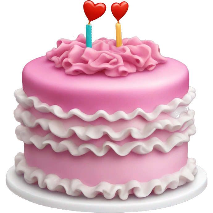 Birthday cake heart ruffles pink emoji