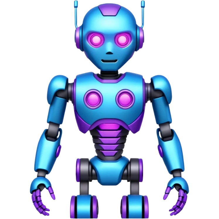 make a cool neon blue and purple robot emoji