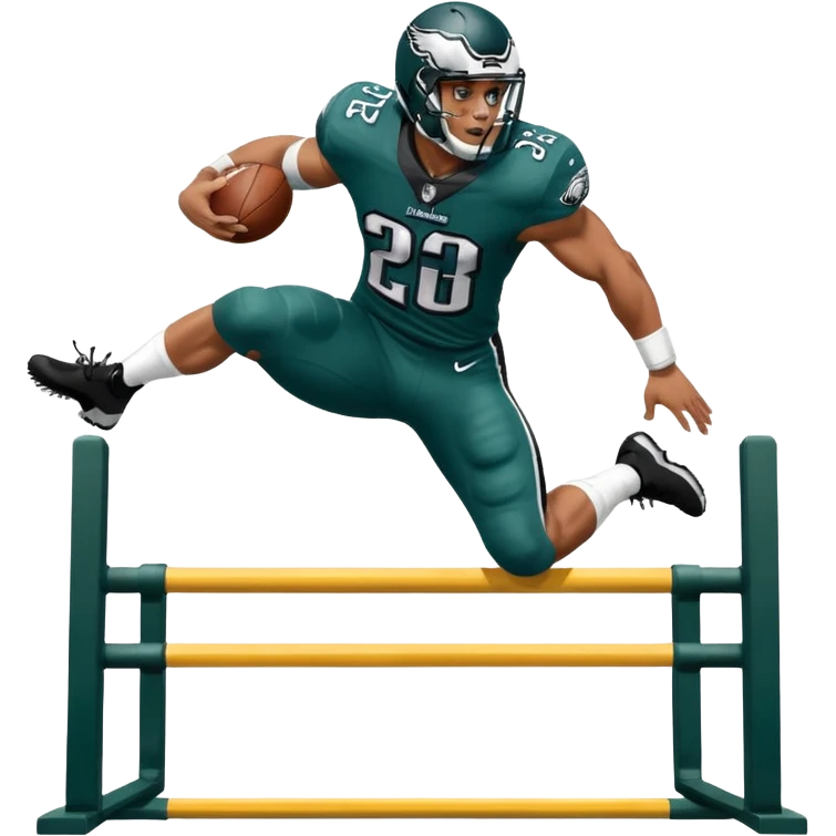 Saqoun Barkley hurdle over a person but on the eagles emoji