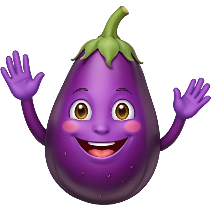 Eggplant saying hi emoji