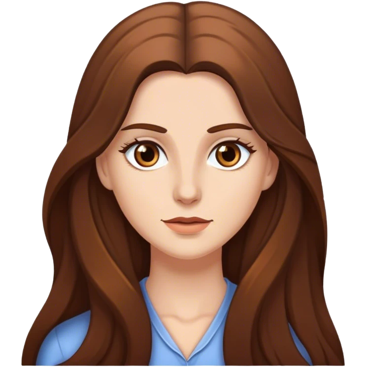 White woman with long brown hair and eyes. emoji