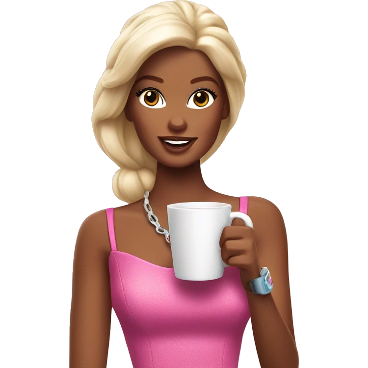 Barbie girl drinking coffee  emoji