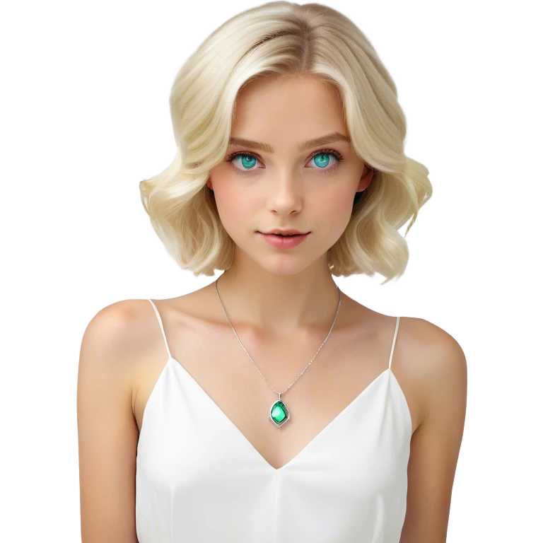 blonde girl in white portrait blue eyes emoji