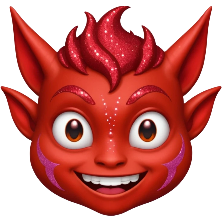 red glitter smilling imp emoji
