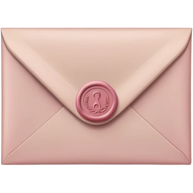 Taupe closed envelope with little dusty rose coloured wax seal in the middle of it emoji