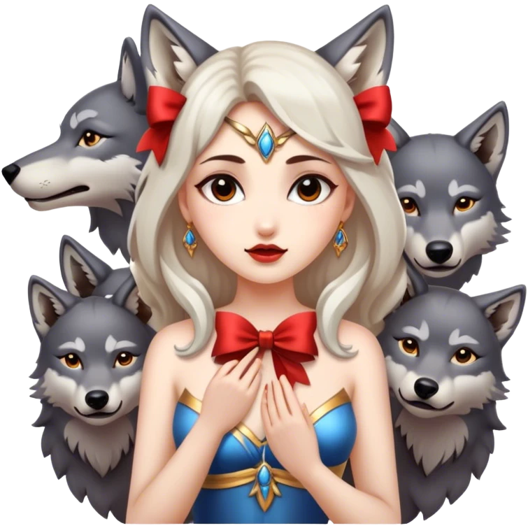 Goddess with bow surrounded by wolfs emoji