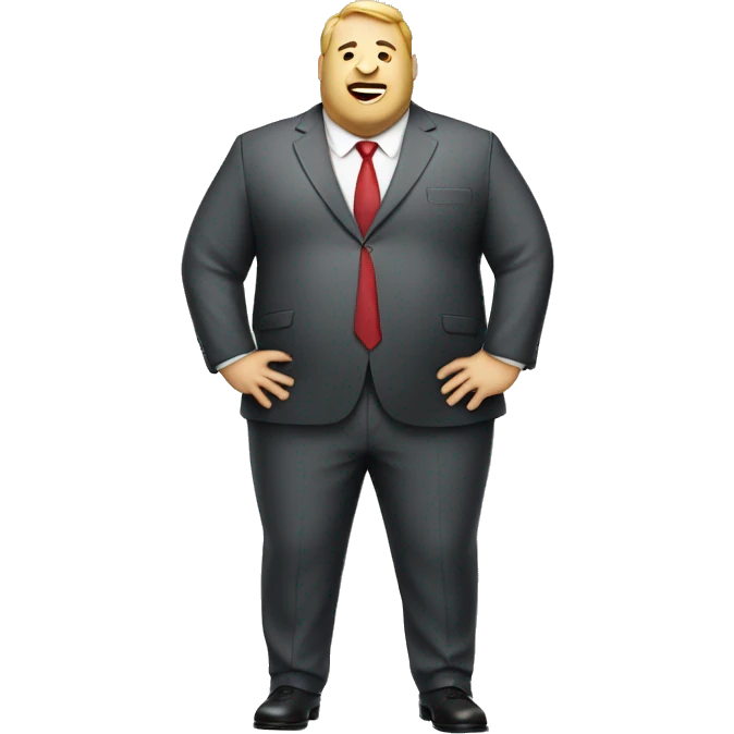 Fat men in suite with head bag with money  emoji