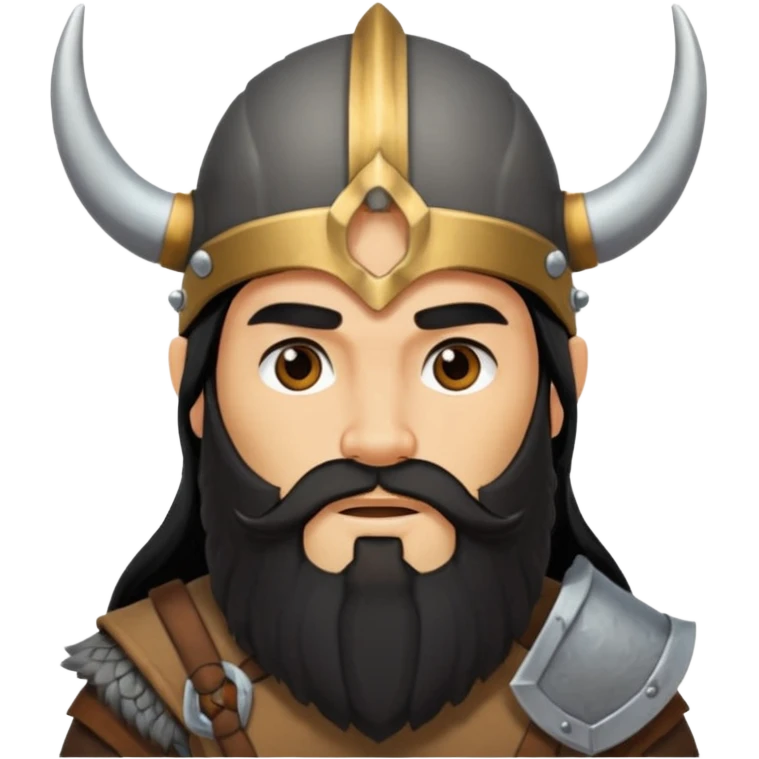 bearded Vikings with black long hair with out crown emoji