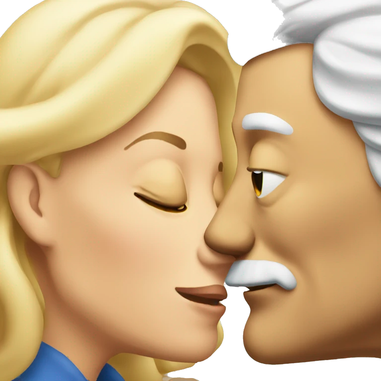 An old man kisses blonde woman emoji