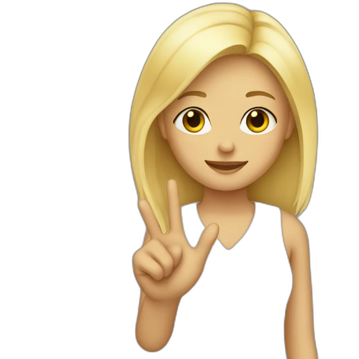 blonde girl holding up peace sign emoji