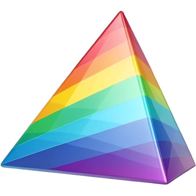 A 3d, not to detailed rainbow prismatic triangular prism. emoji
