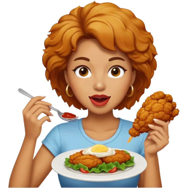 woman eating chicken emoji
