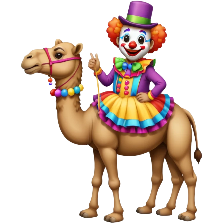 A cammel wearing a clow costume emoji