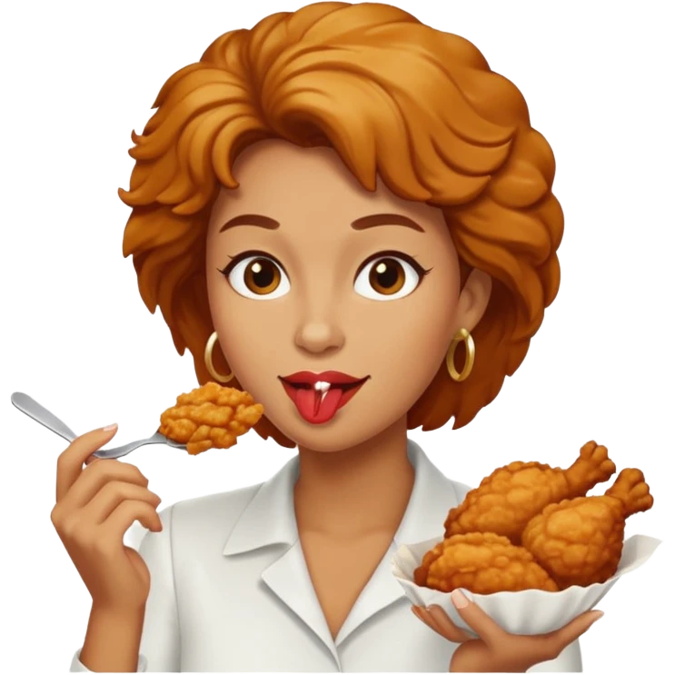 woman eating chicken emoji