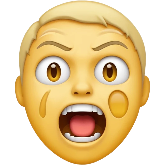 Regular emoji face but screaming in frustration  emoji