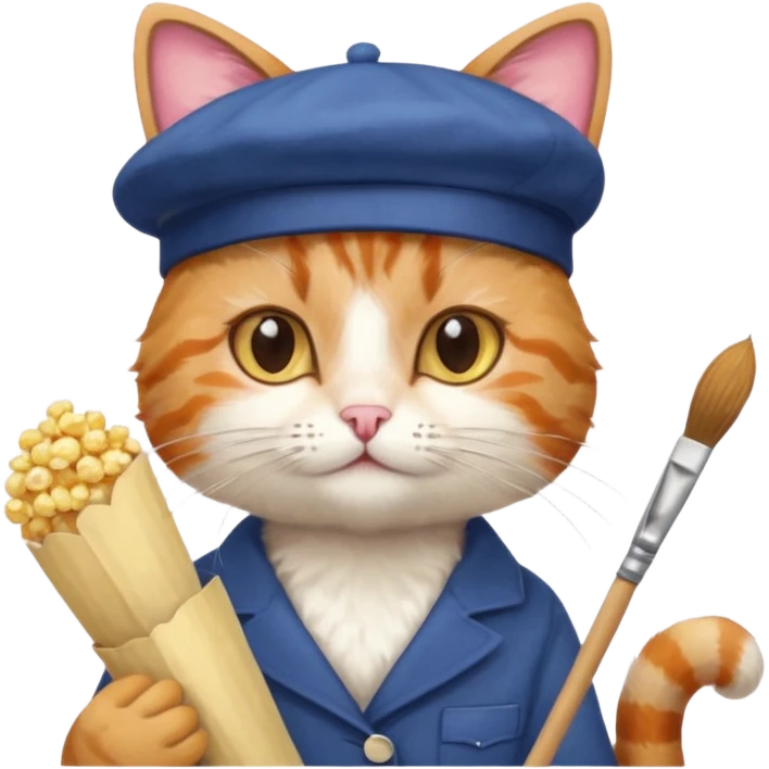 A cat that is an artist similar to the "meow_popcorn" emoji emoji