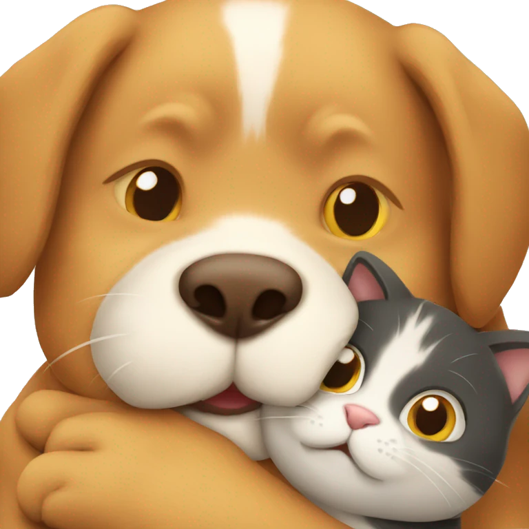  Cat hugging dog emoji