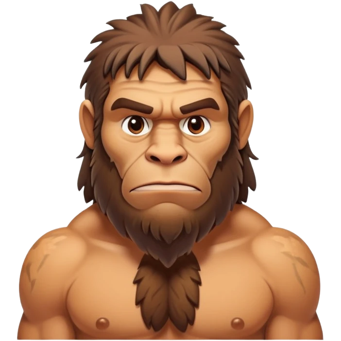 Neanderthal with very broad shoulders, muscular primitive human, strong caveman with prominent brow ridge emoji