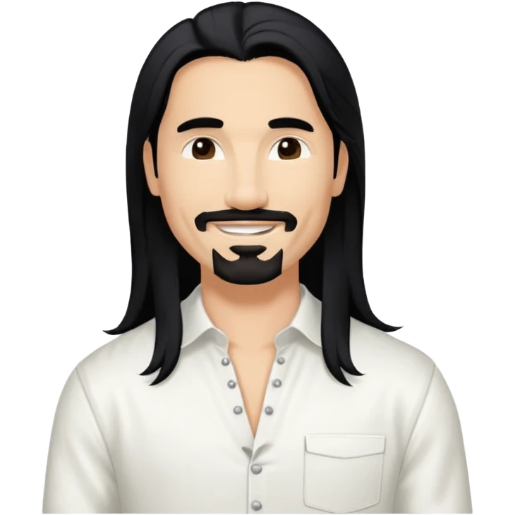 Kevin Richardson from Backstreet Boys with long black hair, white outfit emoji