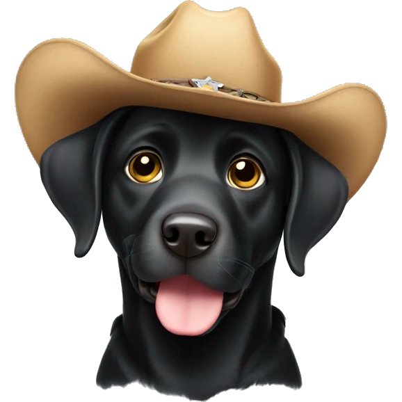 Black labrador wearing cowboy hat emoji
