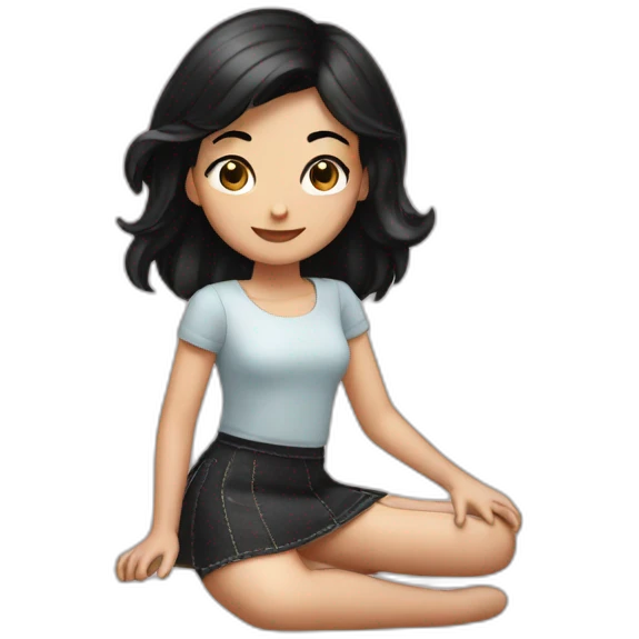 girl with black hair sews a shiny skirt emoji