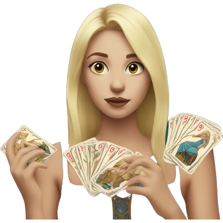 Blonde girl with tarot cards emoji